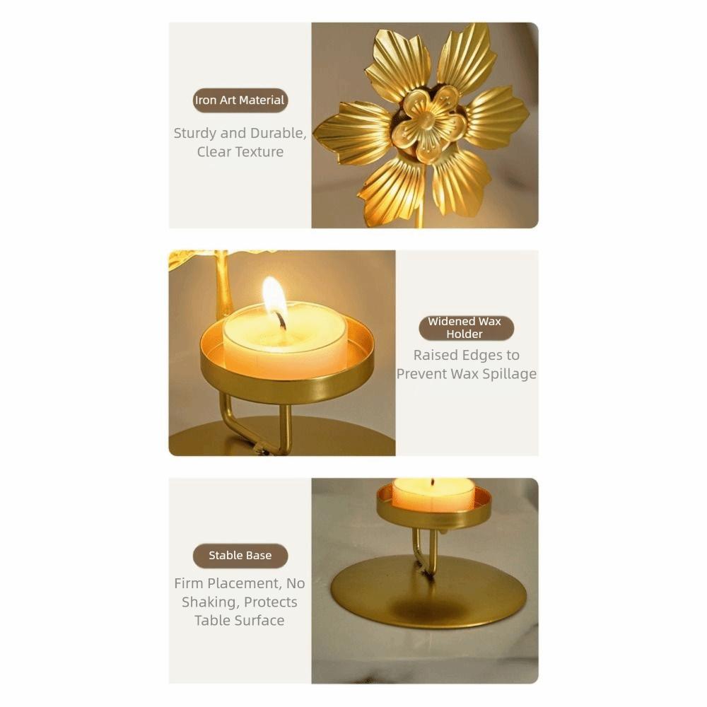 Unique Iron Candle Holder Premium European Elegant Design Candle Cups Leaf Design Retro Style Table Ornament Home Decor