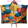 Colored Umbrellas Wearable Hooded Blanket, Ultra Soft Arctic Velvet Cape Cloak Unisex - Cozy Wearable Blanket