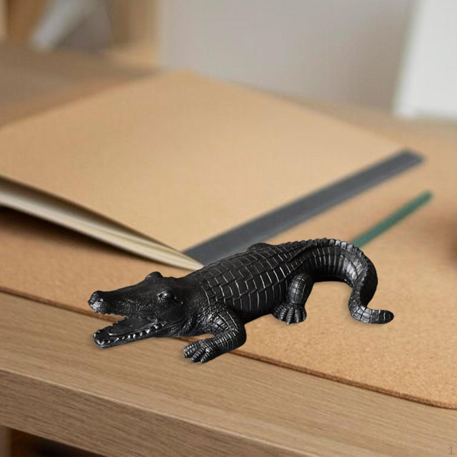 

Фигурка аллигатора, скульптура из смолы ручной работы для домашнего декора чёрный