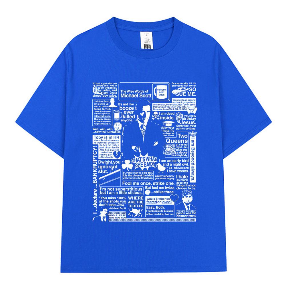 The Wise Words of Michael Scott Homage The Office T-shirt Tv Series Dwight Schrute Jim Halpert Short Sleeve Oversized T-Shirts