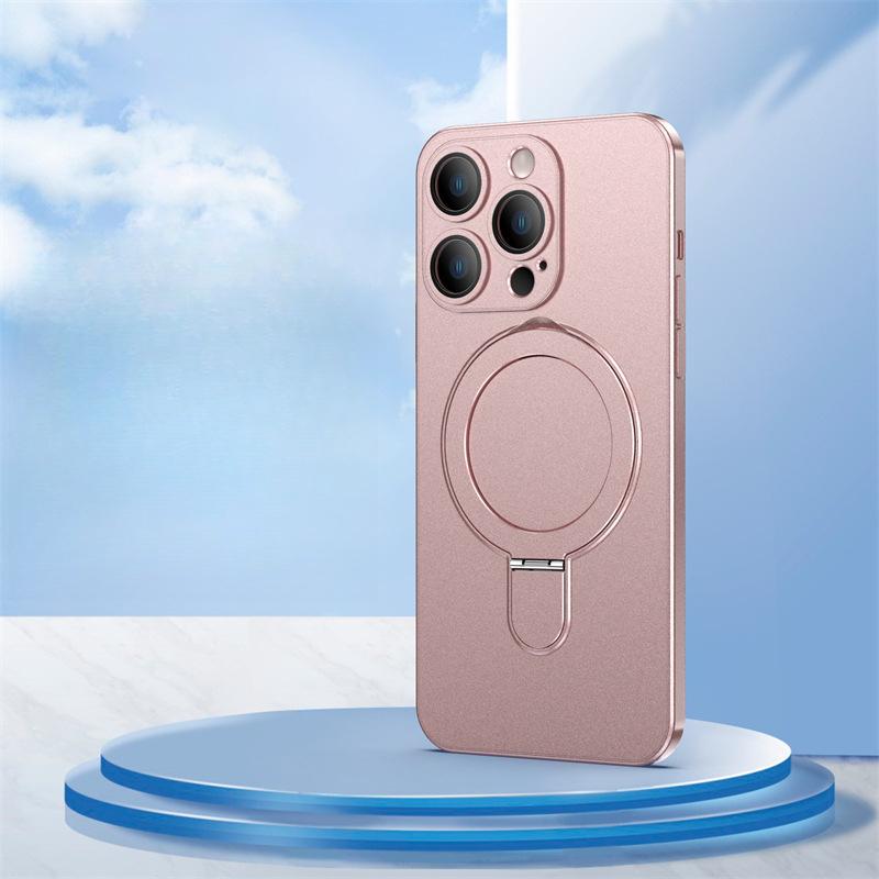 

Подходит для магнитной зарядной подставки для iPhone 16, матовый чехол для телефона, противоударный защитный чехол с полной защитой 14 для iPhone 15proMax iPhone12promax розовый