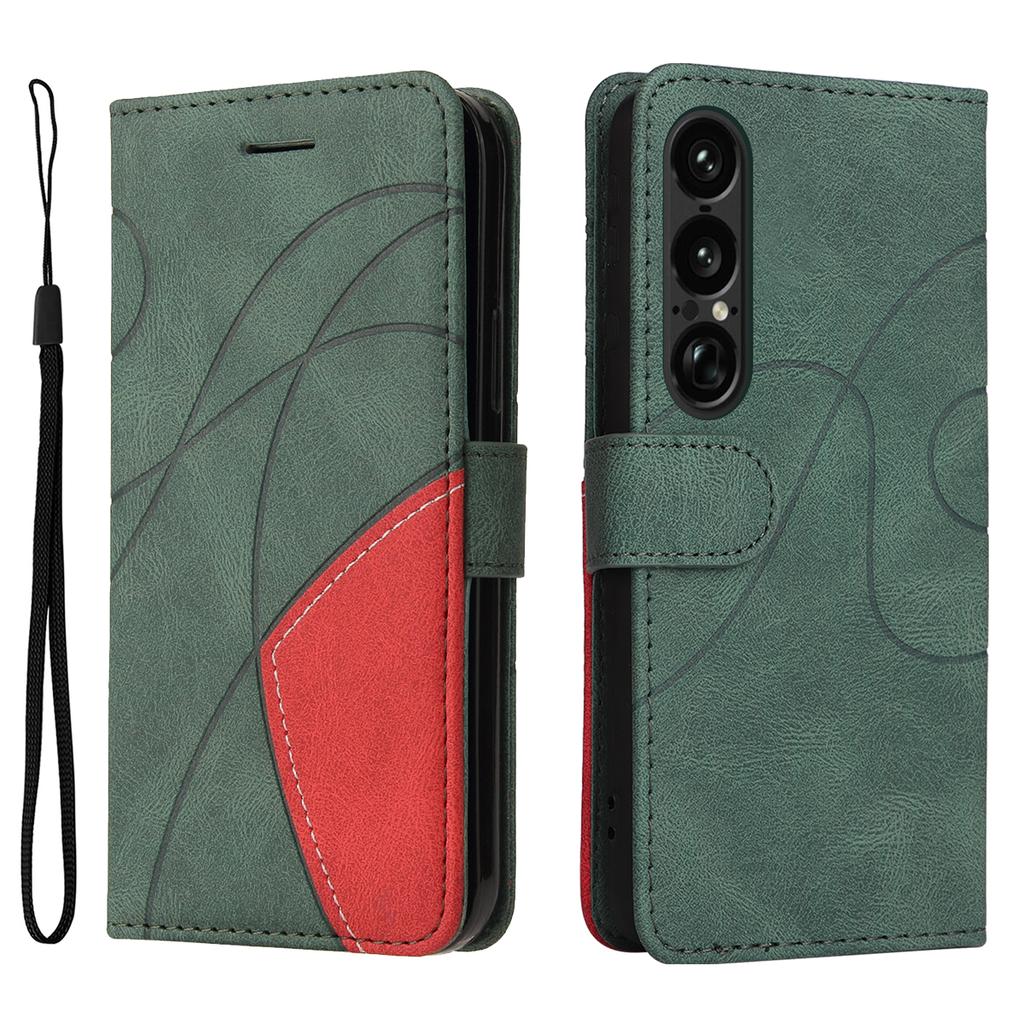 For Sony Xperia 1 VII Leather Phone Case Stand Wallet with Bi-colour Splicing Design