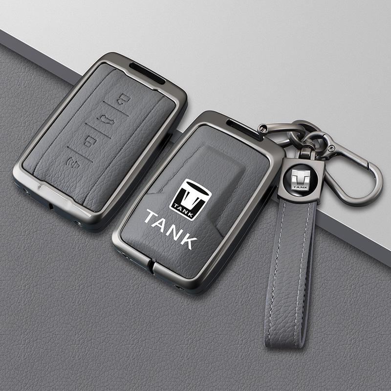 For Tank 300 500 700 Protective Zinc Alloy Car Remote Control Key Case Cover Shell Keychain Buckle Bag Set Interior Accessories