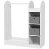Kids Clothes Rail with Storage Shelf, Boxes, Mirror for Bedroom, Nursery, White