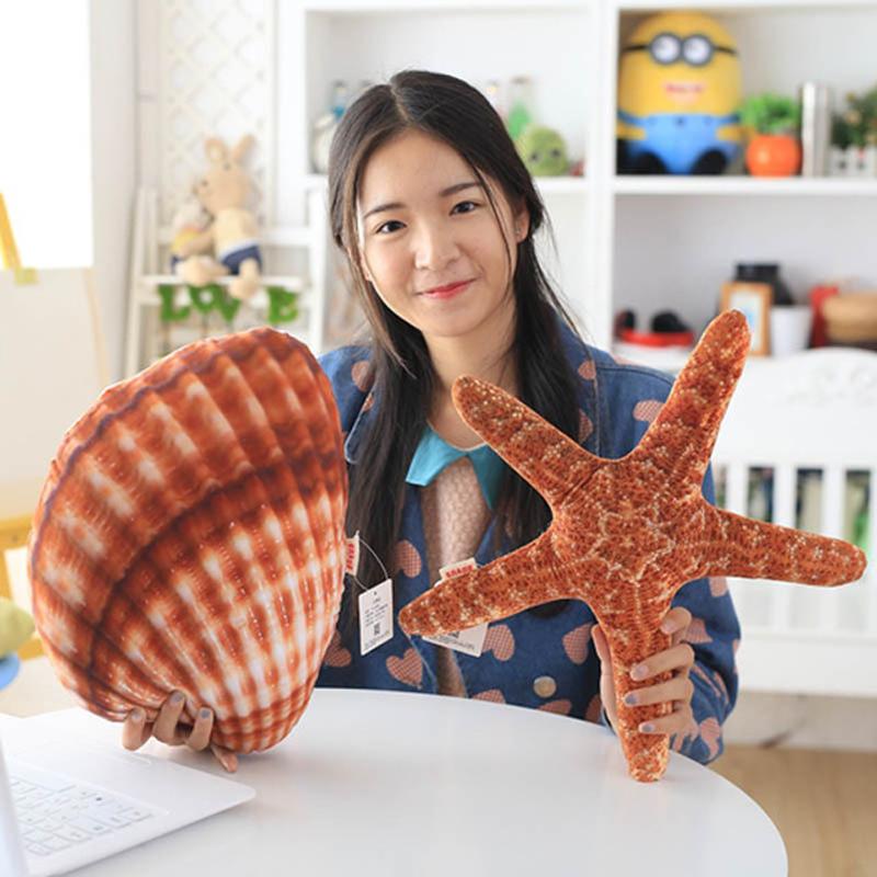 Sea Shell Starfish Conch Soft Stuffed Cushions Sleep Pillows Home Decor Sofa Bed Cushion SeaShell Kids Plush Toys Gift
