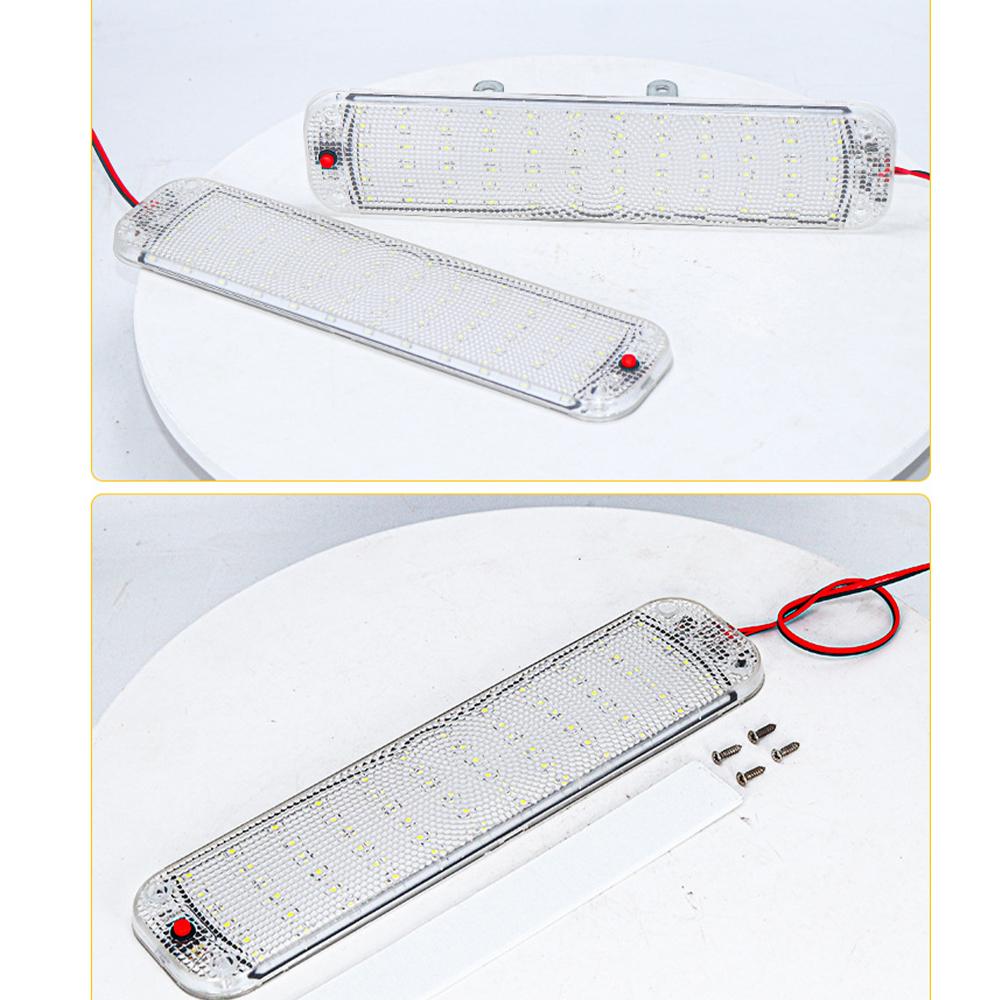 12-80V Car Interior Lighting 48/72 LEDs Reading Night Strip Light Ceiling Lamp with On Off Switch for Van Lorry Truck Dome Light