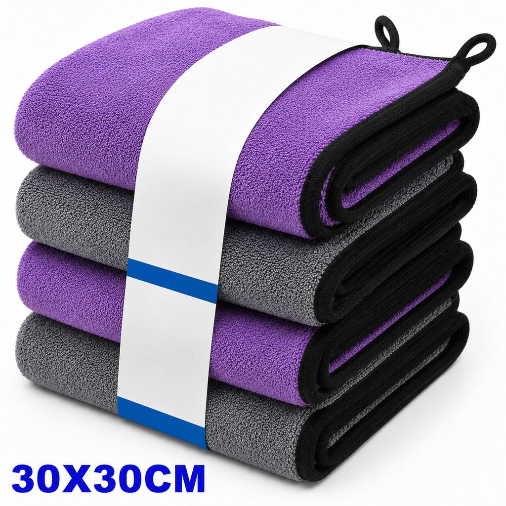 1-4pcs Microfiber Car Washing Towel Soft Quick Drying Windows Mirrors Wiping Rags Home Double Layer Cleaning Cloths 500GSM