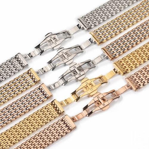 JUSUTEK Popular 9-Piece Watch Band, 18mm/20mm/22mm Stainless Steel 316L Stainless Steel, Fine Steel Watch Chain, Women's Watch, Men's Watch Leather St