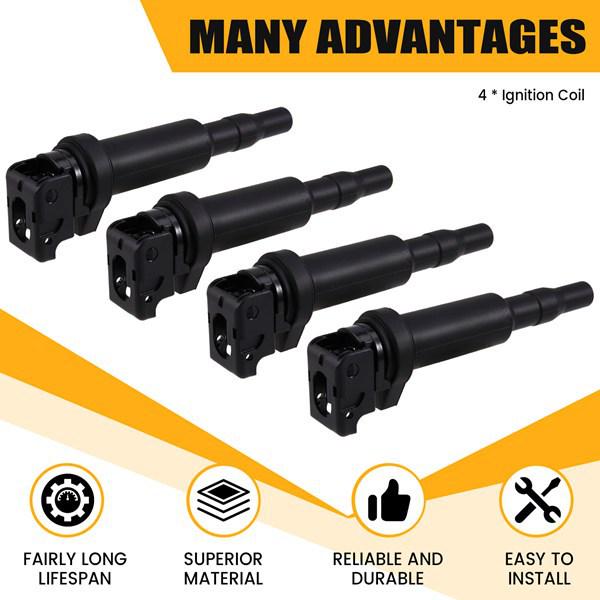 Ignition Coils 0221504467 & 0221504470 for BMW, MINI, & Peugeot - Set of 4