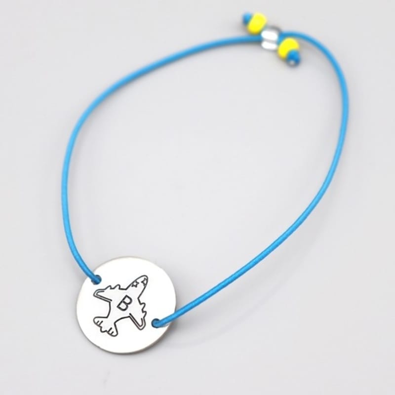 BONBEAU Engrave Silver Charm Color Band Bracelet Initial Lettering Engraved Silver Charm Color Knot Bracelet