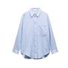 Spring and Summer New Western Style Elegant All-Match Loose Lapel Linen Blend Stripe Shirts 4387054