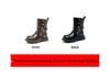 Retro Buckle Maillard Martin Leather Mid-Calf Boots for Girls - Foldable Shaft, Perfect for Travel