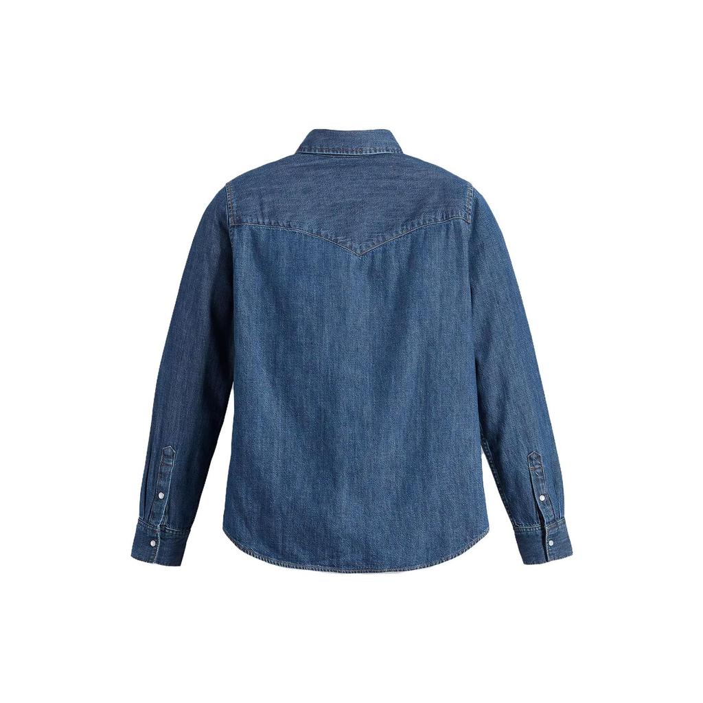 Levis Solid Color Button Square Neck Denim Long Sleeve Shirt Women shirts Blue 16786-0016