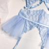 New Fashion Lingerie Lace Cross Mesh Pleated Fishbone Sexy Lingerie Sets
