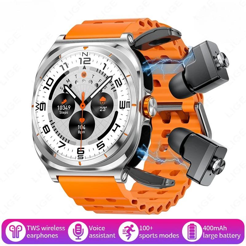 2 In 1 Smart Watch With Earbuds TWS Bluetooth Earphone Heart Rate Blood Pressure Sport Fitness Smartwatch Music Watch Men
