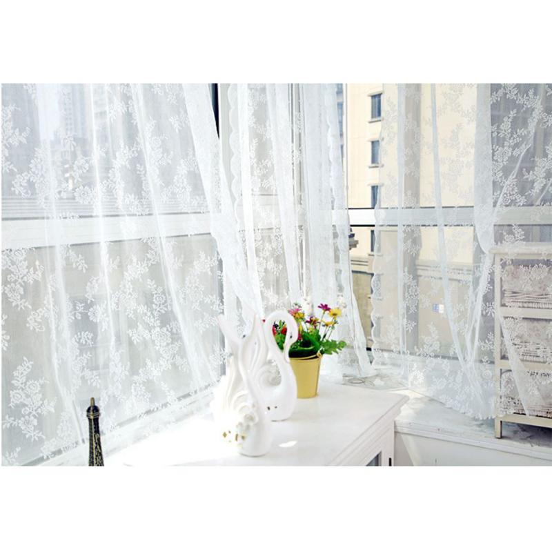 Embroidered Lace Window Curtain Gauze Knitted Jacquard Curtain Drapes