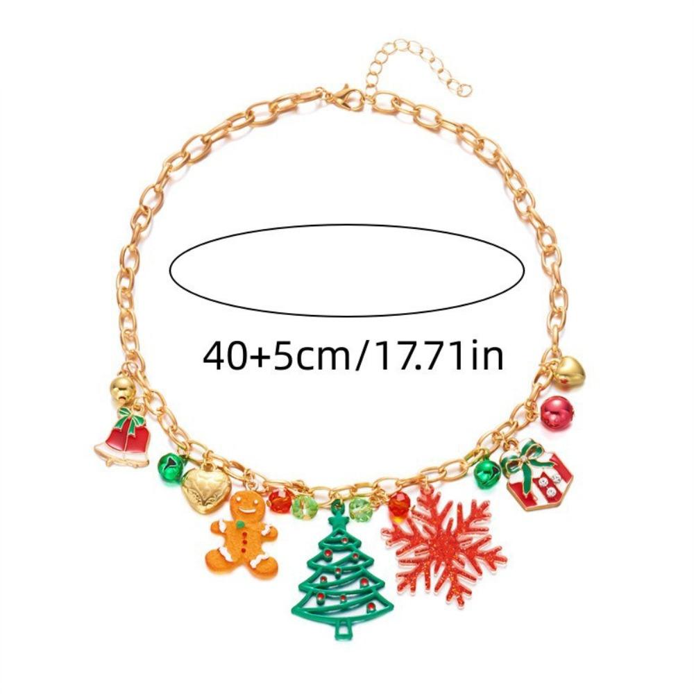 Handmade Snowman Necklace Rhinestone Santa Necklace Classic Snowflake Necklace  Friendship Jewelry