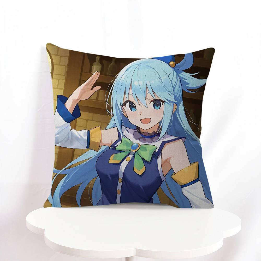 Aqua Konosuba Anime Personalized Picture Text Home Decorative Pillows Household Gifts 45x45cm