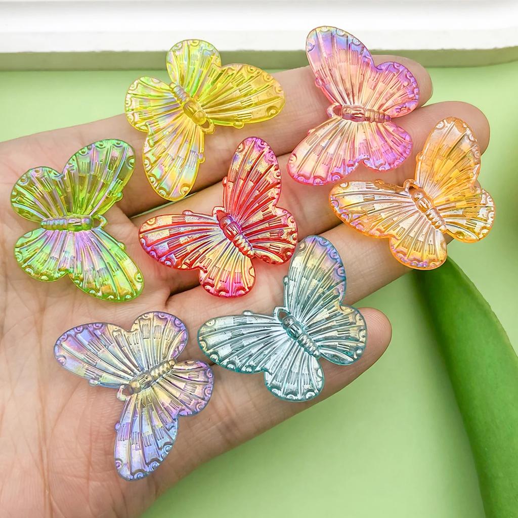 10/12pcs 22*30mm Colorful Butterfly Charms Acrylic Pendants for DIY Bracelet Necklace Earrings Jewelry Making Accessories