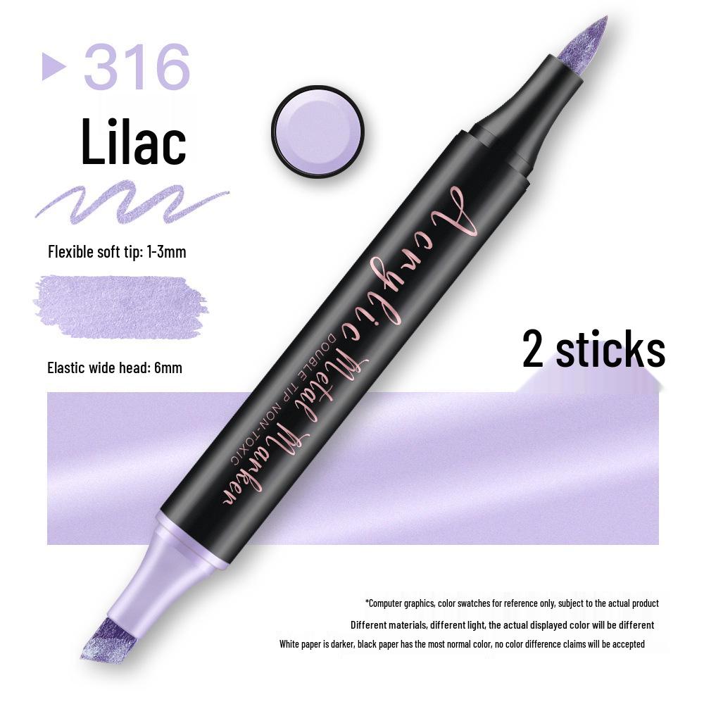 Glitter Acrylic Dualtip Metallic Brush Pens Waterproof Quickdry And Nonfading