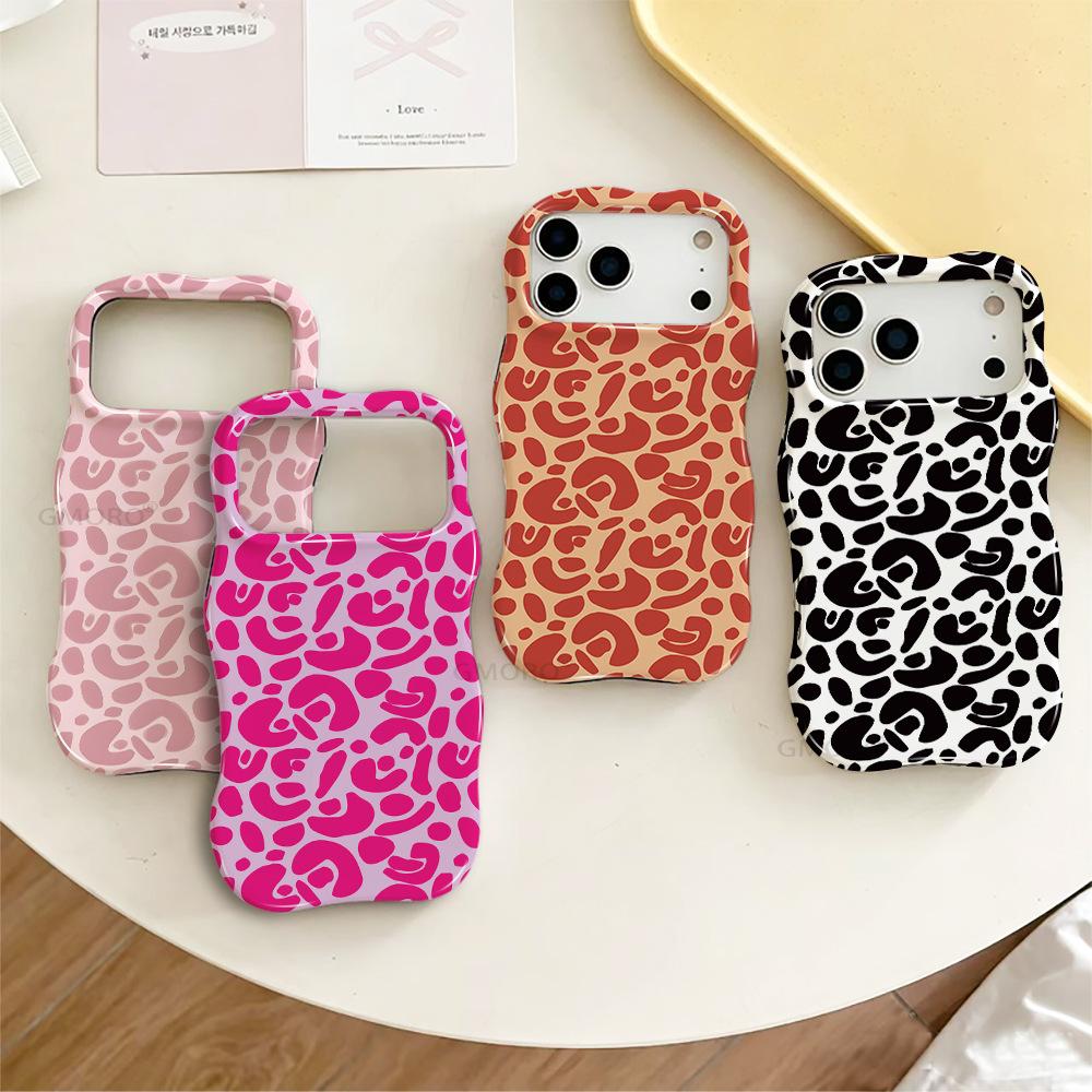 Color Leopard Print Wavy Edge Sweet and Cool Mobile Phone Case iPhone16/15promax Anti-drop and Anti-skid Protective Case