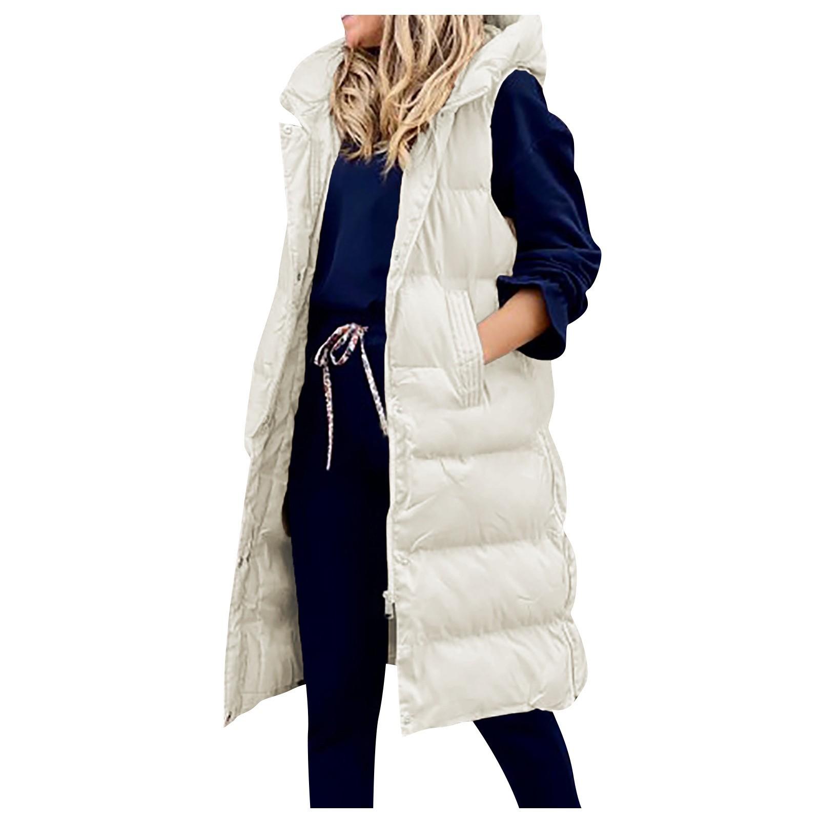 

Женский осенне-зимний темпераментный кардиган без рукавов, хлопковый жилет средней длины, жилет, пальто S белый