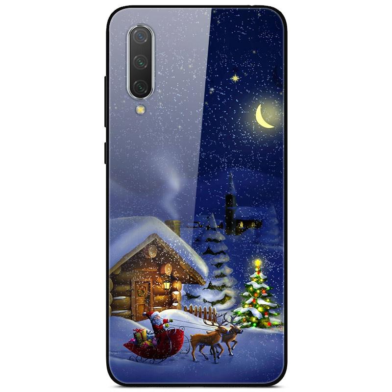 New Year Christmas Case For Xiaomi Mi 9 Lite CC9 CC9E A3 9T SE Tempered Glass Hard Cover For Redmi Note 8T 8 7 K20 Pro Bumper