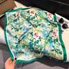 French Light Luxury Floral Small Square Scarf Simulation Silk Printing Silk Scarf Headscarf Women's Spring and Summer Scarf Temperament Scarf Scarf N