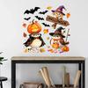 Removable Holiday Wall Art Cartoon Halloween Sticker, Self Adhesive PVC Decal, Wizard Pumpkin Bat Decals Birds Scarecrows Jack-o-lanterns Pattern
