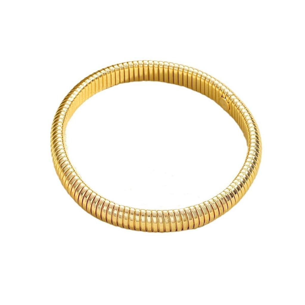 Gold Color Elastic Bracelet For Women Punk Wide Chunky Metal Spiral Bangle Female Fashion Party Jewelry Accessories Gift