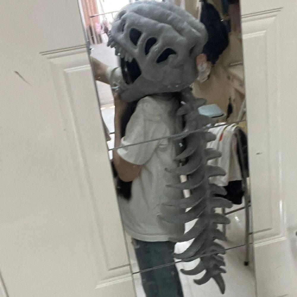 Exoskeleton Design Dinosaur Skeleton Mask Funny Plush Dinosaur Costume Party Outfit
