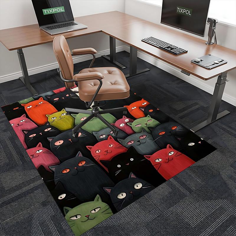 1pc Colorful Cat Pattern Chair Mat - Festive Gift for Office Chairs, Non-Slip Carpet Suitable for Home Decor, Living Room, Bedroom, Game Room.P074