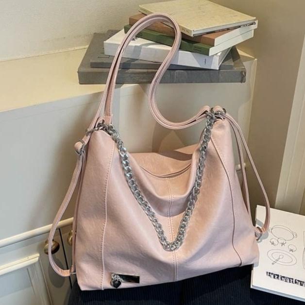 Fashionable Chain Decor Tote Bag Leather Crossbody Bag Multi-functional Backpack Suitable Travel for Daily Shopping Weekend Travel and Other Scenes