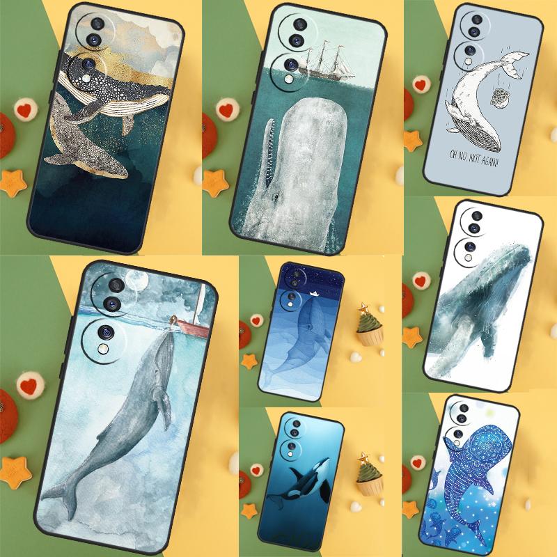 Cartoon Whale Case For Honor Magic 6 Pro Magic 5 Lite 50 70 90 X6 X7 X8 X9 X6a X7a X8a X9a X8b X9b Cover