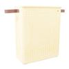 Slim Laundry Basket Foldable Space Saving Sturdy PP Plastic Narrow Clothes Hamper for Bathroom Corner Crm White