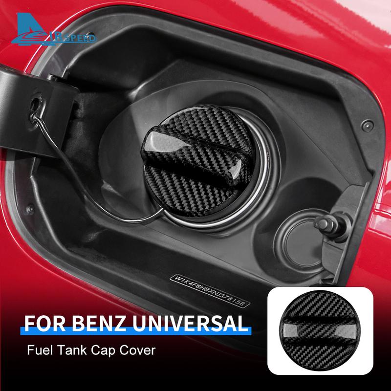 Real Hard Carbon Fiber Cover Universal For Mercedes Benz AMG C Class W463 W461 C253 W166 E300 E450 E55 Car Fuel Tank Cap Trim