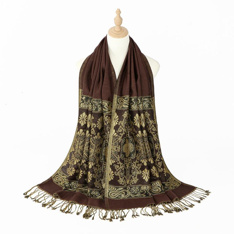 

New cashew jacquard fringed long towel fashion light luxury high-end travel clock in versatile shawl 172*70cm