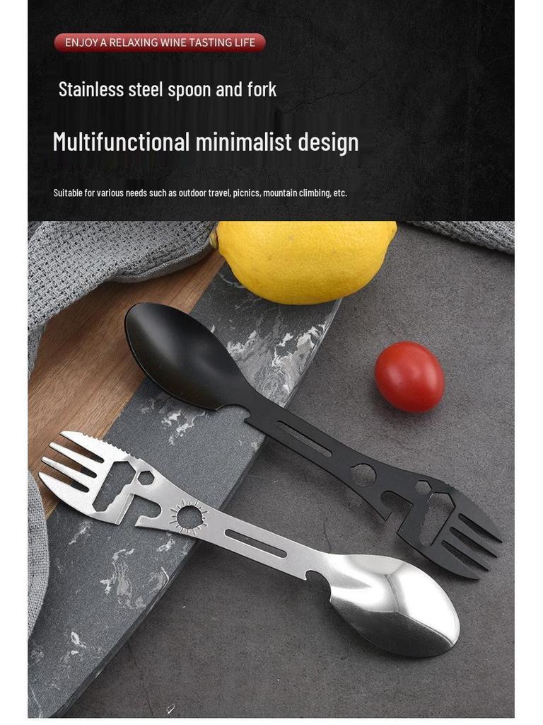 Cross-border 10-in-1 Multifunctional Camping Survival Tool: Fork, Spoon, Wrench, Bottle Opener