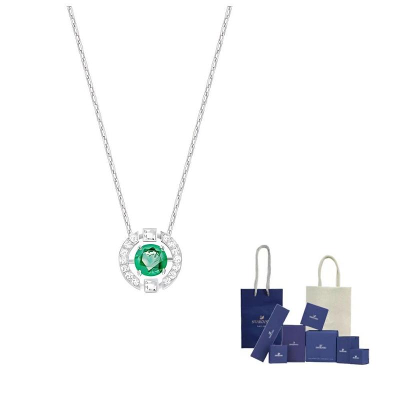 Swarovski Una Beating Heart Faux Crystal Stone Necklaces Womens Green F-Original Brand Box And Bag
