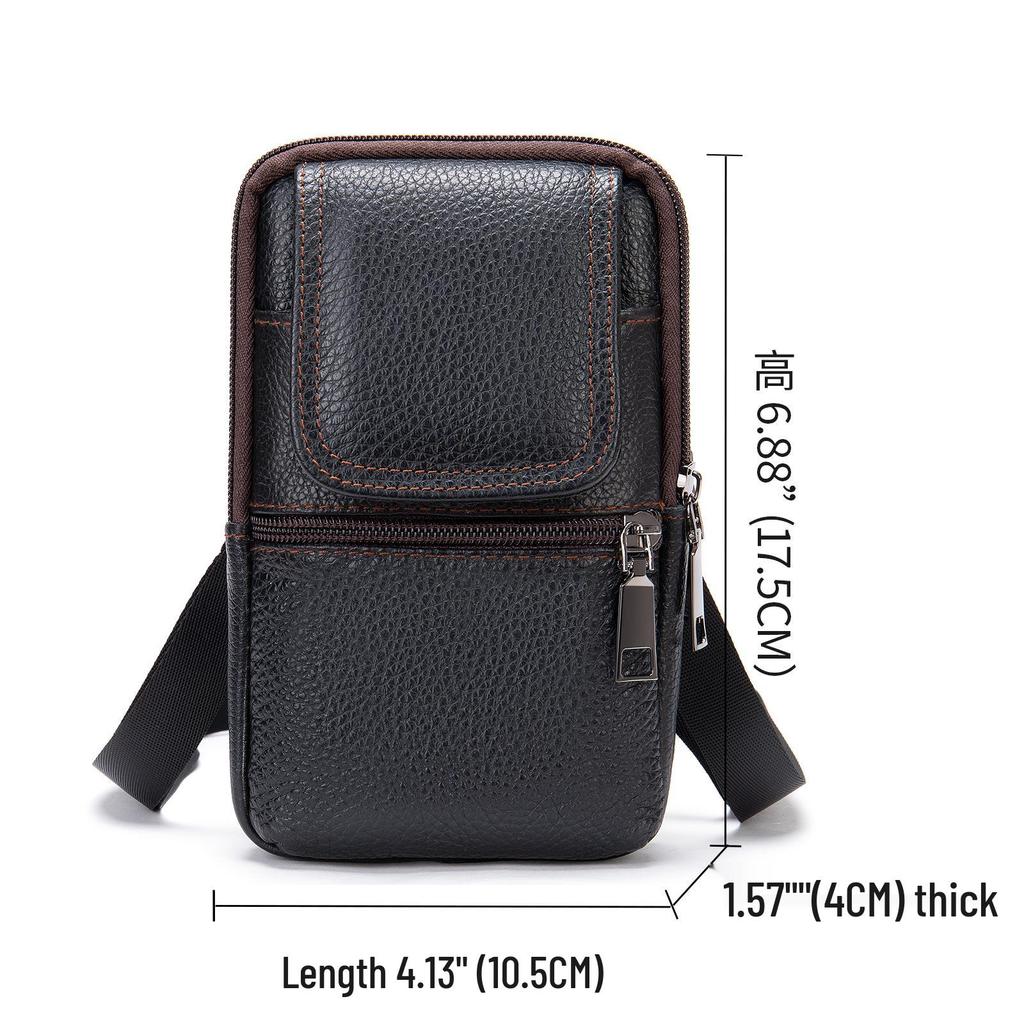 Pánská ledvinka z pravé kůže - Odolný, vysoce kvalitní multifunkční opasek na držák telefonu