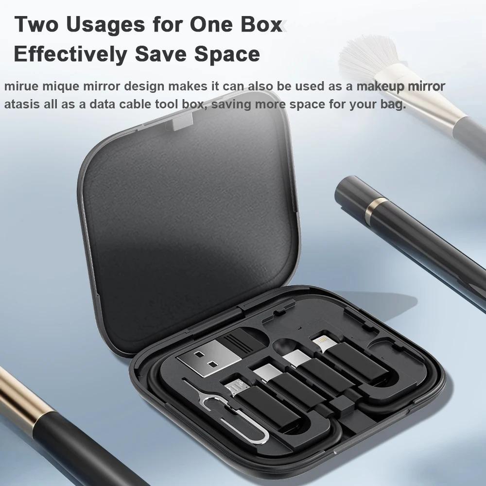 60W 4 in 1 USB C To USB Type C Cable PD Fast Charging Data Cord for iPhone Xiaomi Micro usb Cable With Phone Holder Storage Box