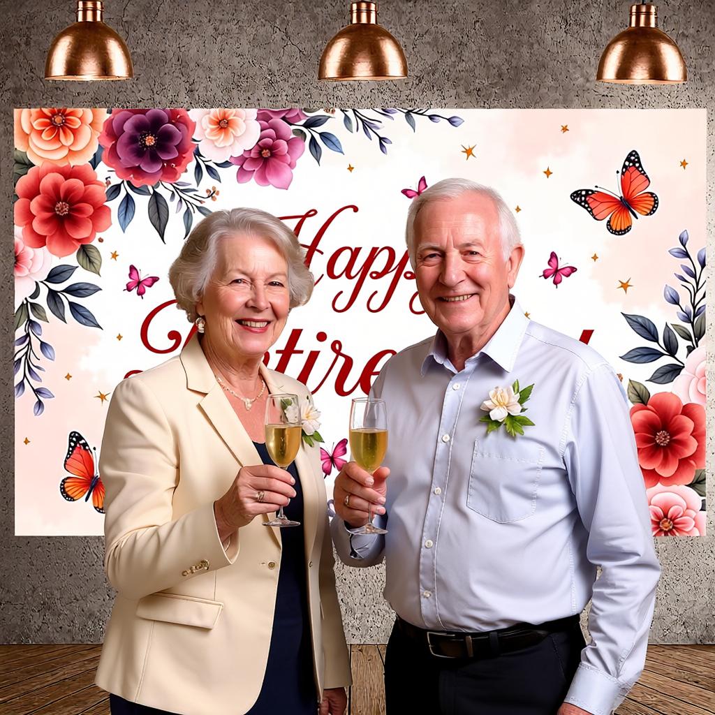 Retirement Occasion Display Vintage Floral Design Retirement Party Background Retirement Celebration Background