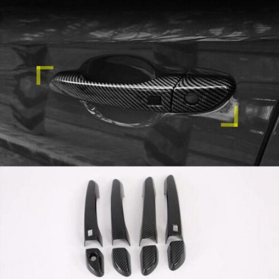 For Hyundai Kona 18-22 Carbon Fiber ABS Side Door Handle Molding Cover Car Trim