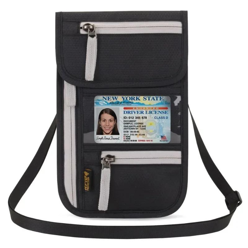 New Travel Passport Bag Neck Multi-functional Document Bag Waterproof Passport Holder RFID Document Bag