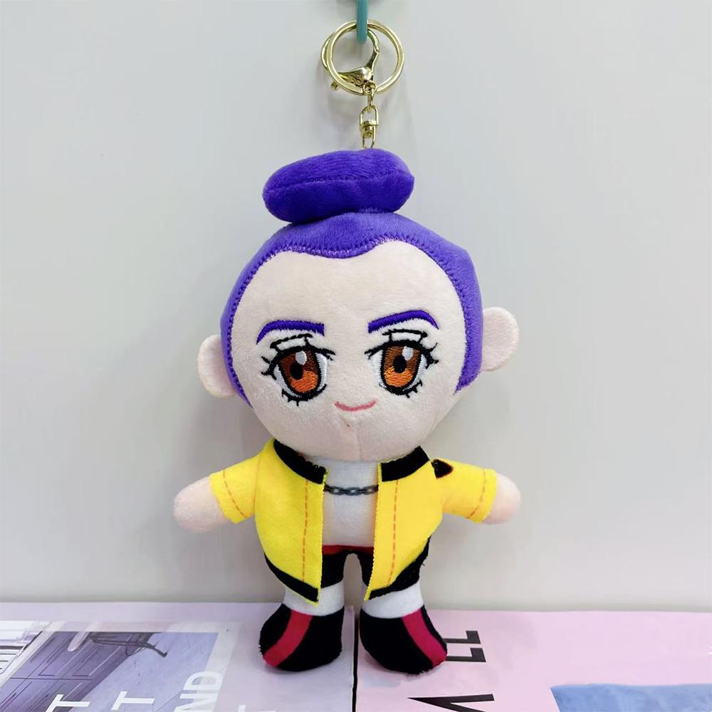 Non-Toxic New Anime Kpop Demons Hunters Plush Keychain Cute Purple Tiger Black Hat Magpie With 3 Eyes Monster Keychain Plush Toy