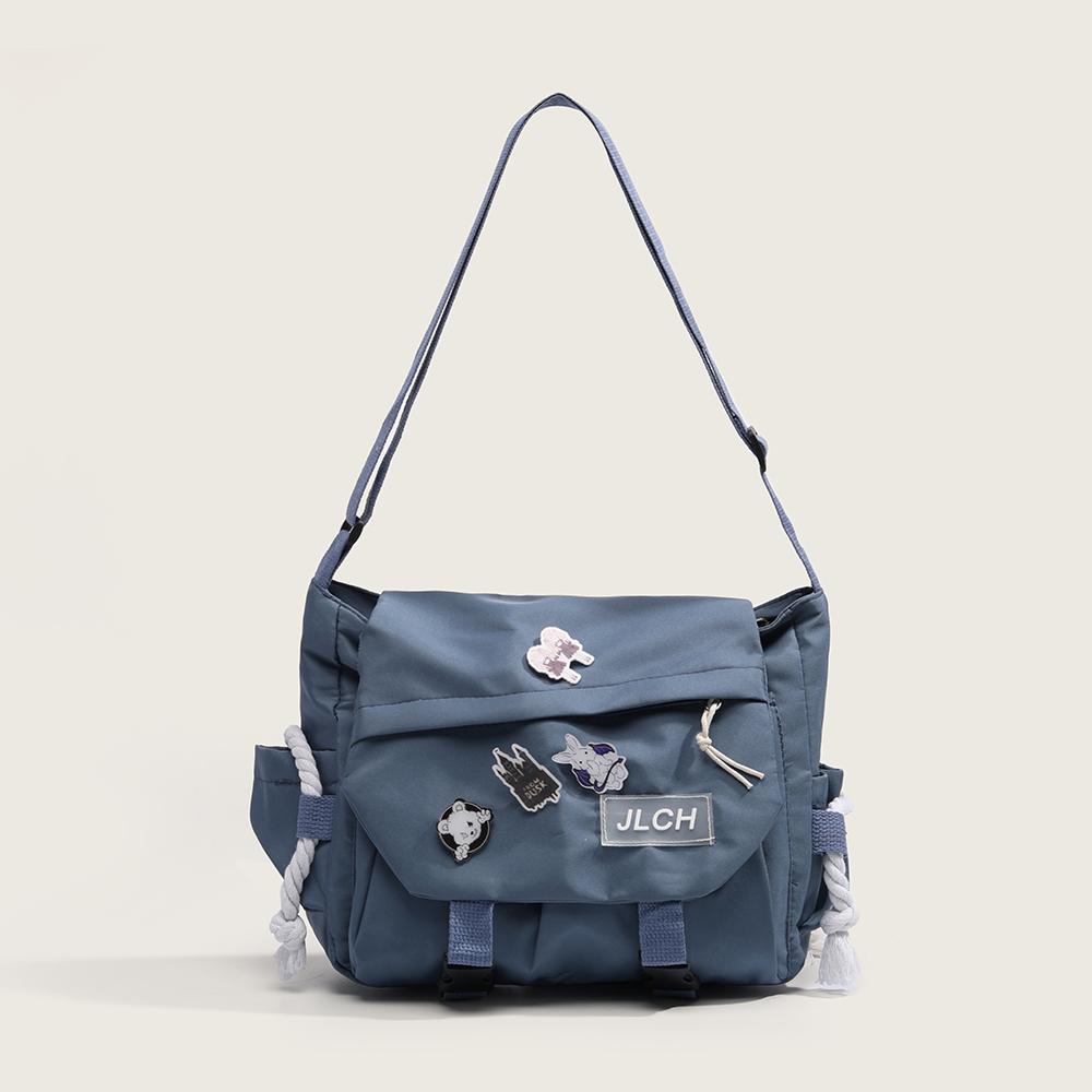 Men s and women s casual simple nyl bag large capacity shoulder messenger bag синий