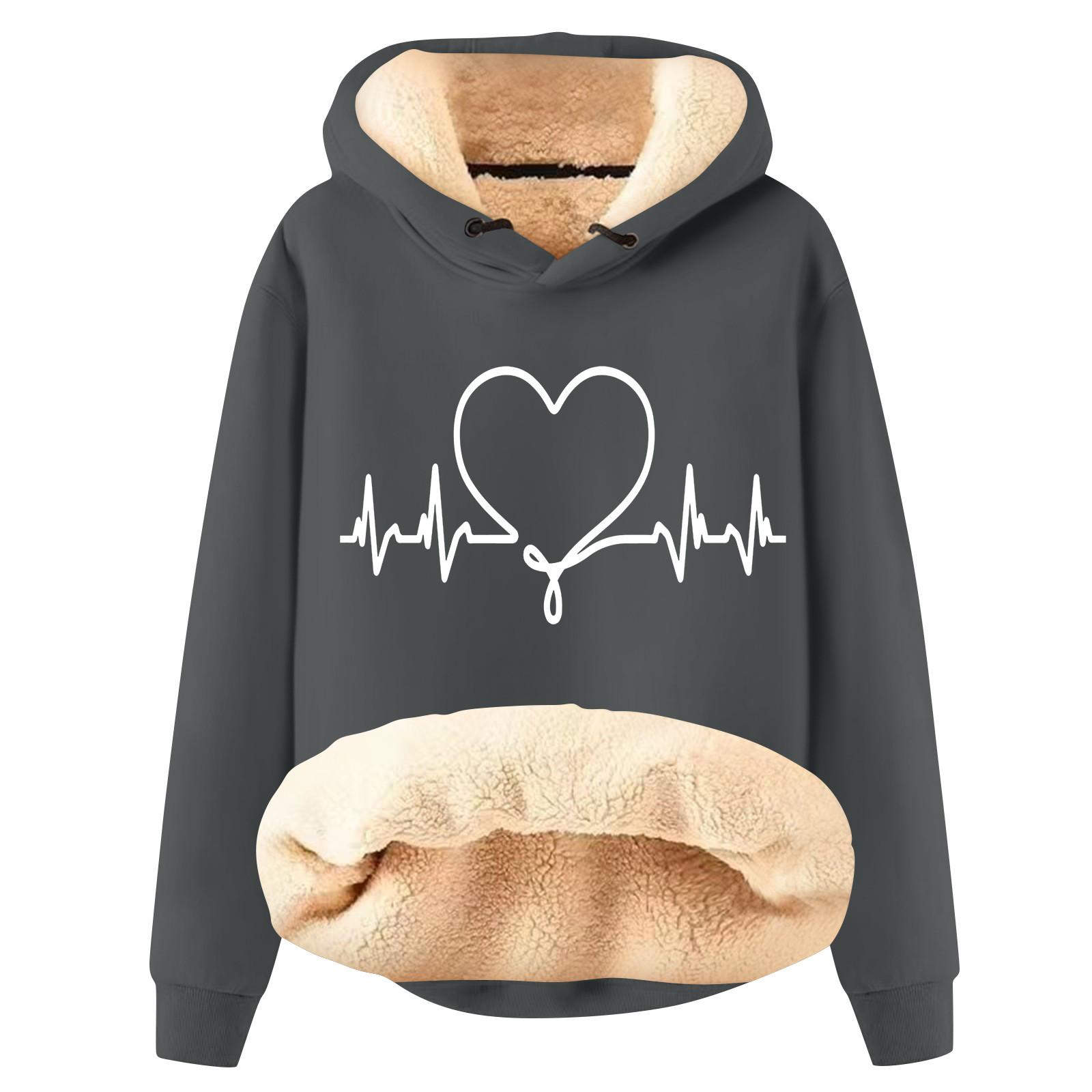 

Женская модная плюшевая теплая свободная толстовка с капюшоном и принтом XXL