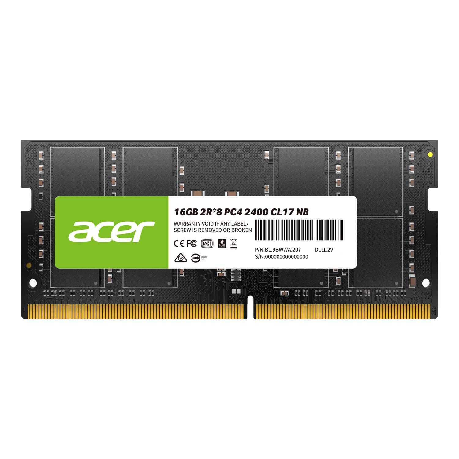 

Acer notebook PC memory 16GB DDR4 DRAM SODIMM Authorized distributor product PC4-19200 (DDR4-2400) SD100-16GB-2400-2R8