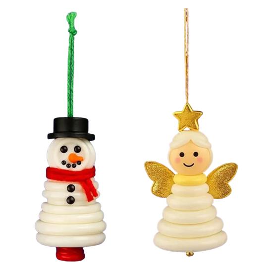 Yousheng DIY Button Christmas Ornament Kit Stacked Colorful Buttons Christmas Snowman/Santa/Angel/Tree Craft Making Set for Holiday Decor