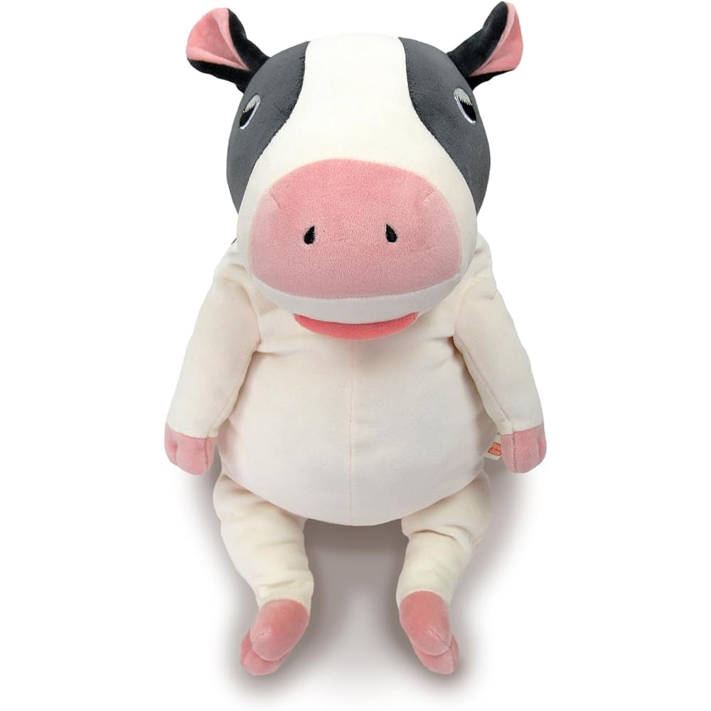 Shinada Global Mochi Series Plush Cow Toy Black L Size 22x22x30cm Animal Stuffed Toy